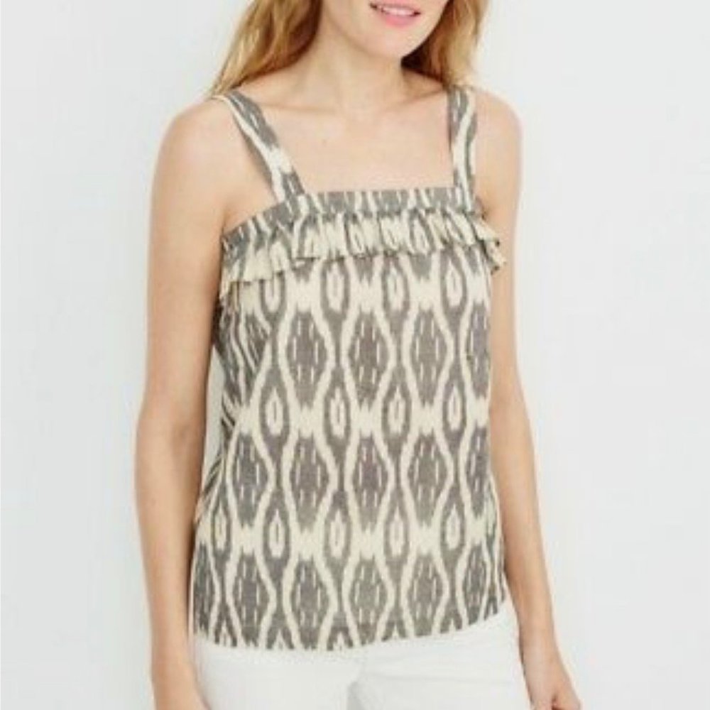 J. Crew Ikat Ruffle Flounce Tank Top | 10
